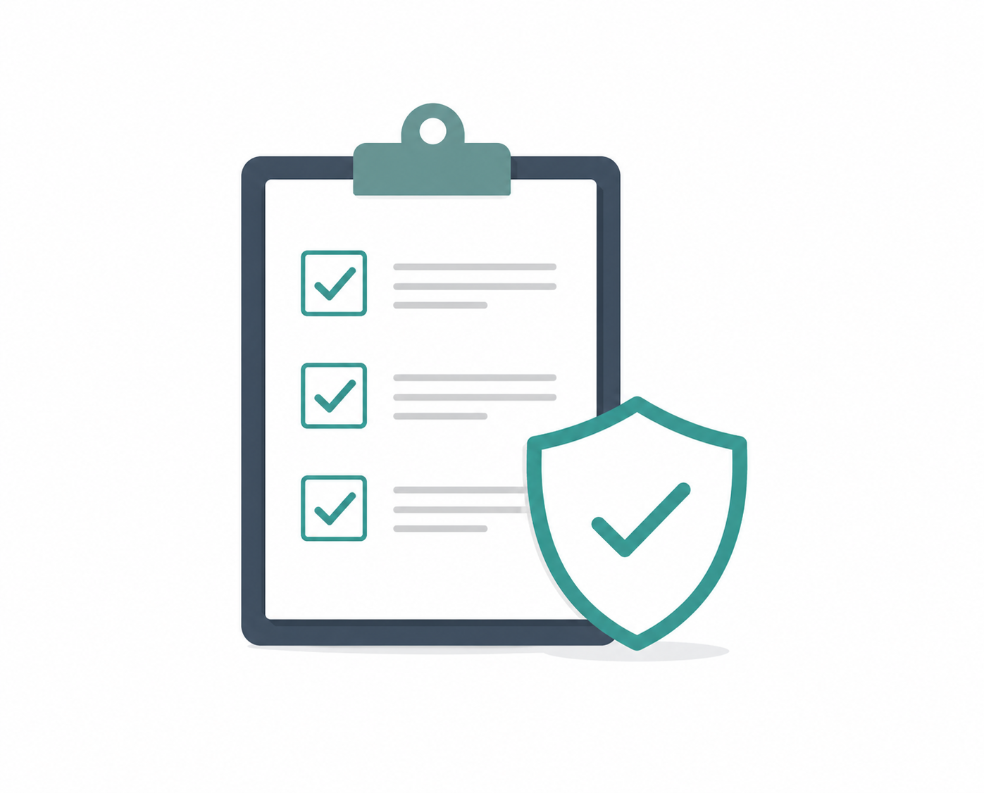 Checklist and shield icon illustration