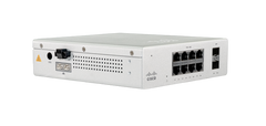 Cisco Meraki MS130R-8P, three-quarter view with power input detail